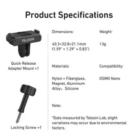 Compact 40.2mm x 32.8mm dimensions of the Telesin DJI Action 6 quick release mount.