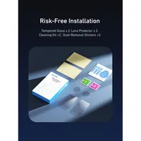 TELESIN Twin Pack installation kit for DJI Osmo Nano with screen protectors, PET lens films, and cleaning wipes.