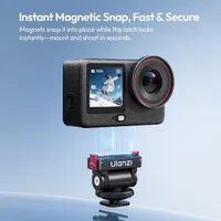 DJI Osmo Action camera snapping onto the magnetic latch plate of the ULANZI OA27 mount.