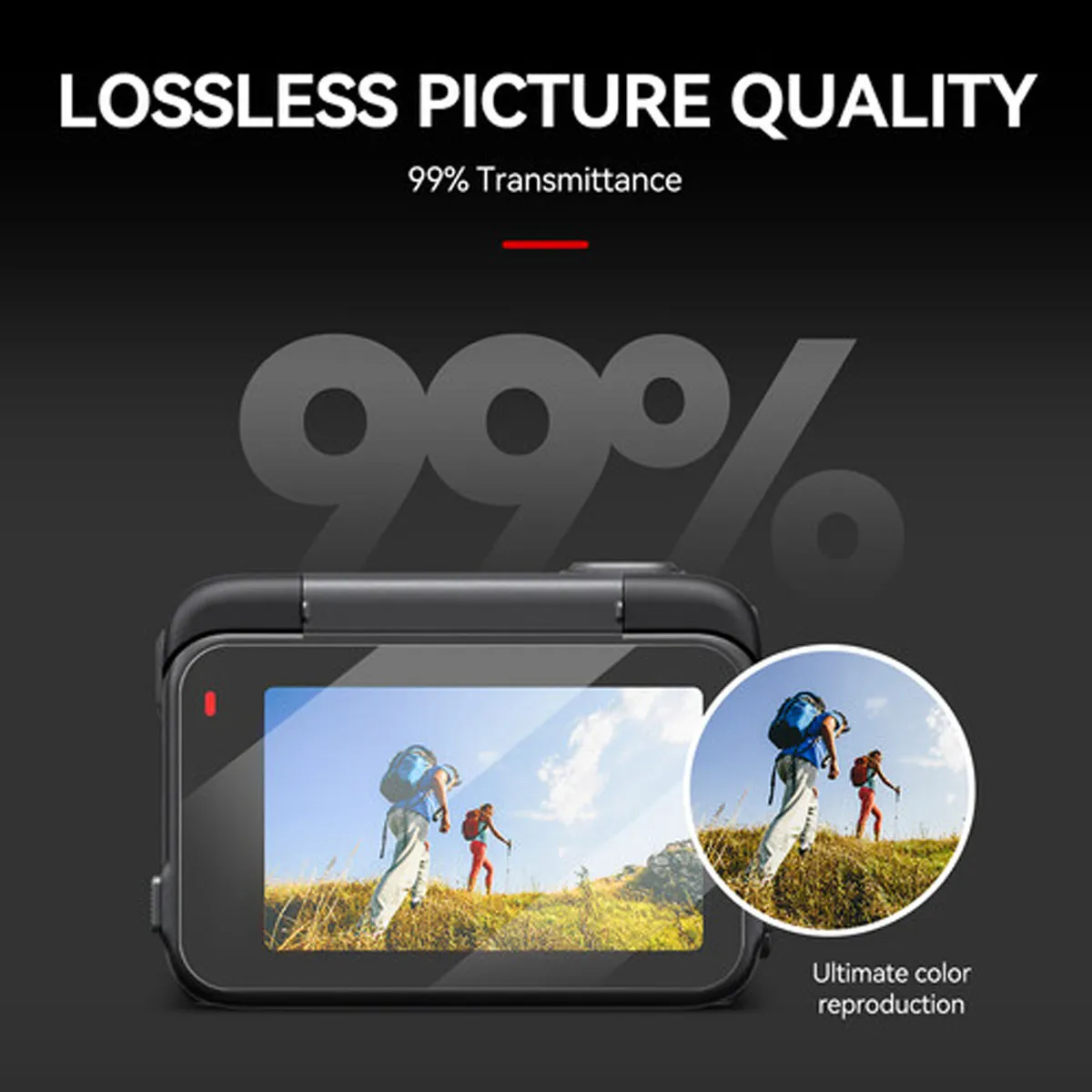 High light transmission tempered glass for Insta360 ACE ensures 99% lossless picture quality.