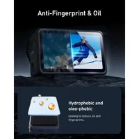 Advanced hydrophobic and oleophobic coating on TELESIN protectors repels water, oil, and fingerprints for clear footage.