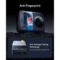 Anti-fingerprint and water-repellent oleophobic coating on TELESIN DJI Osmo 360 protectors keeps the touchscreen clear.