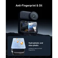 Hydrophobic coating on TELESIN DJI Osmo Nano screen protector resisting fingerprints, water, and oil.