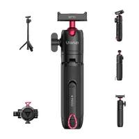 ULANZI SnapGo Mini Selfie Stick/Tripod shown from six angles, folded, extended and as a tripod.