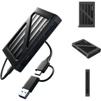ULANZI DC04 card reader with protective rubber sleeve and the dual USB-C to USB-A cable.