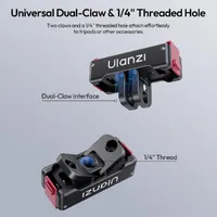 ULANZI OA24 adapter underside showing the folding GoPro-style fingers and the 1/4 inch threaded hole.
