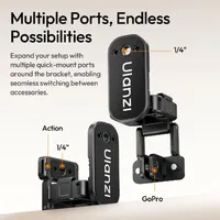The four mounting ports on the ULANZI PK16 labelled: quarter inch front, quarter inch rear, GoPro and Action.