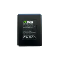 Wasabi Power DUAL Slot USB Battery Charger shown from the front, featuring two charging slots.