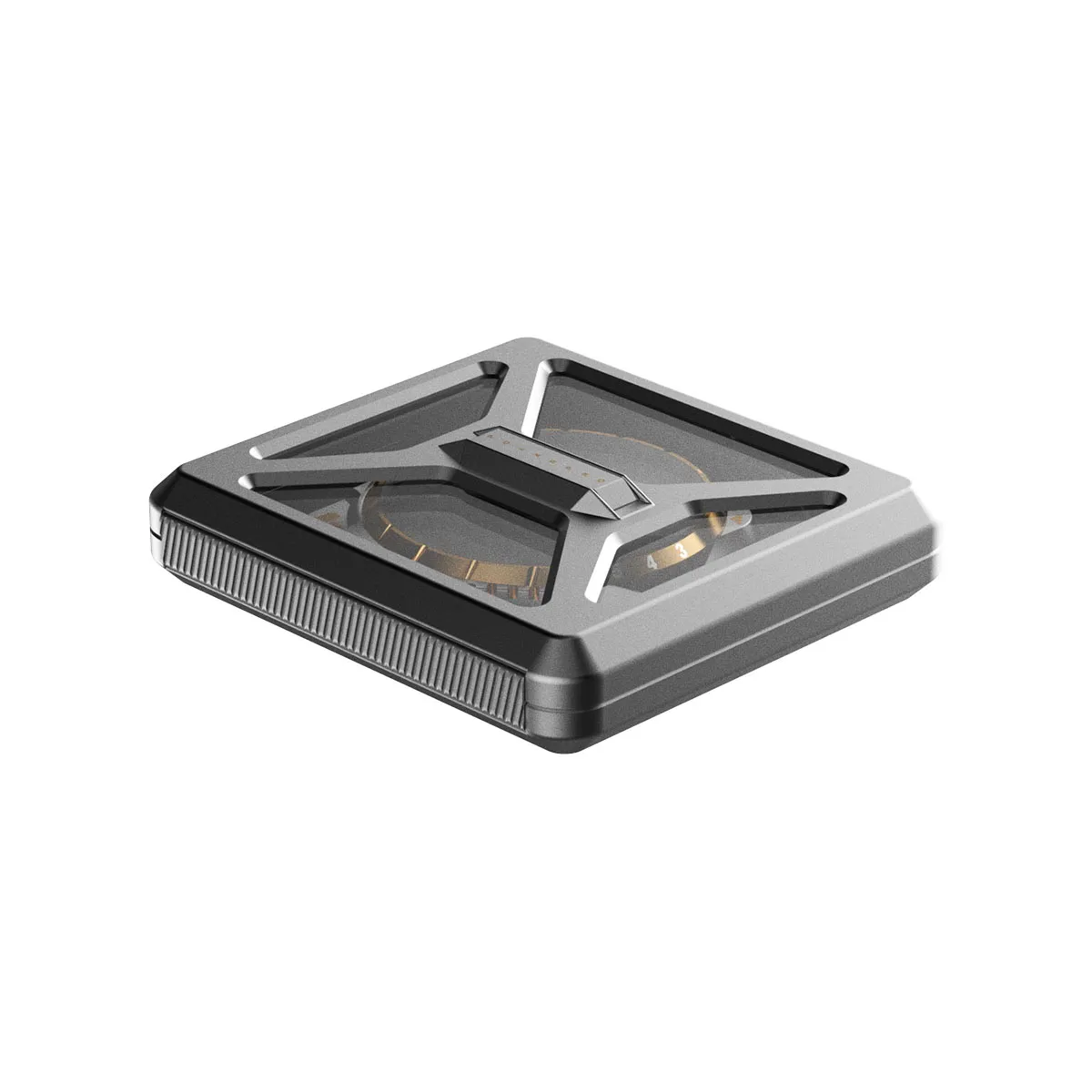 PolarPro GoldMorphic VND Filter shown in its hard case from a different angle.