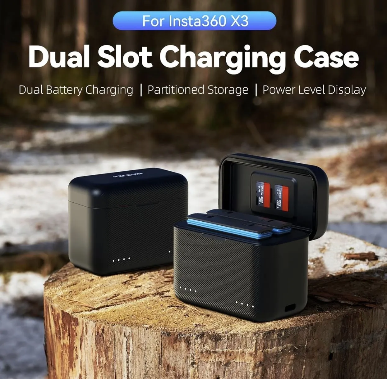 TELESIN Battery Charging Box for Insta360 X4 Camera Batteries