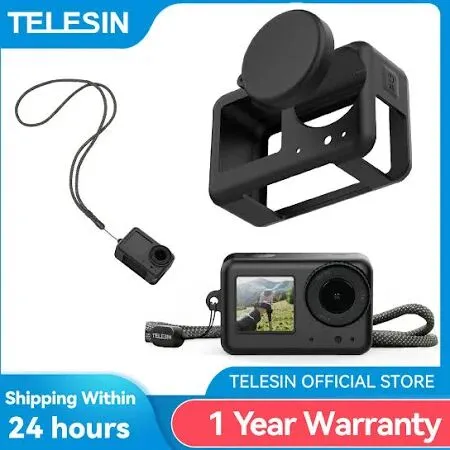 TELESIN Silicone Cover for DJI Action3/Action4/Action5 Pro | with Lens Cover + Lanyard