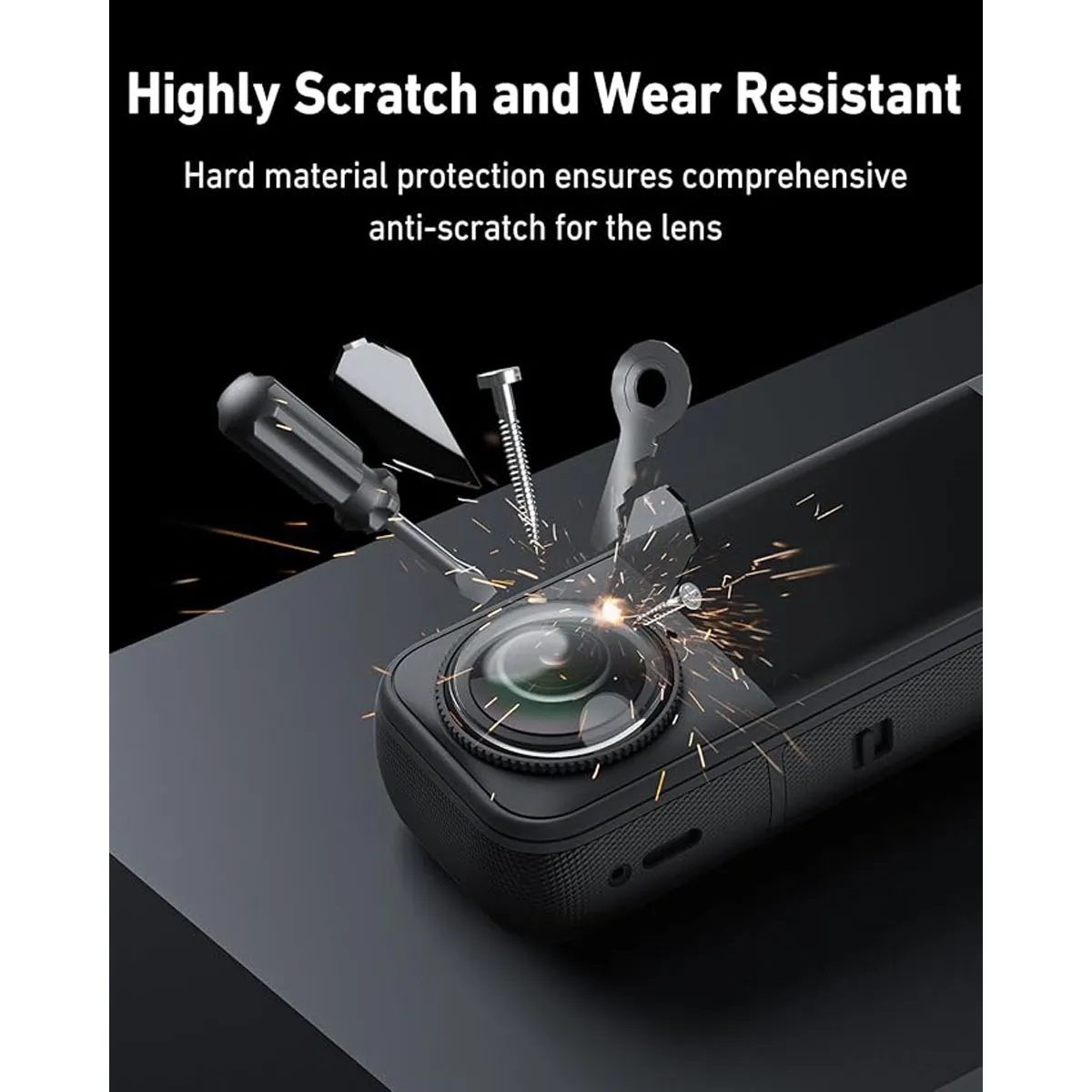 9H Hardness scratch-resistant tempered glass protecting the Insta360 X5 lenses from sharp objects and impacts.