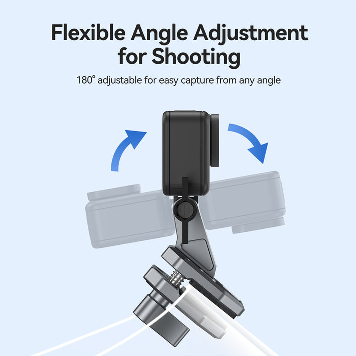 Flexible 180-degree angle adjustment on the TELESIN windshield mount allows for optimal front or rear-facing views.