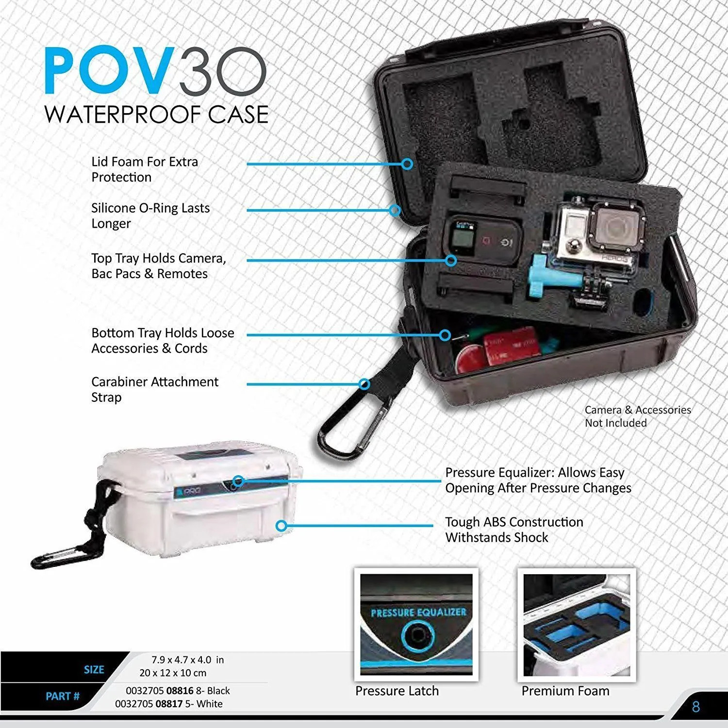 UK Pro POV 30 Storage Case for Action Cameras  | Waterproof | Black or White