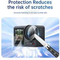 A blade pressing against the camera lens demonstrating the scratch resistant protection.