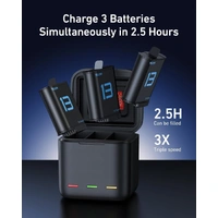 TELESIN 3-Slot USB Battery Charger/Battery Storage Box for GoPro HERO13 batteries