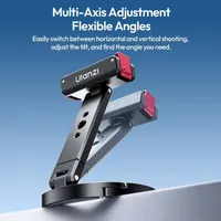 ULANZI MagLock mount on a metal surface with the arm shown at two angles to demonstrate multi-axis adjustment.