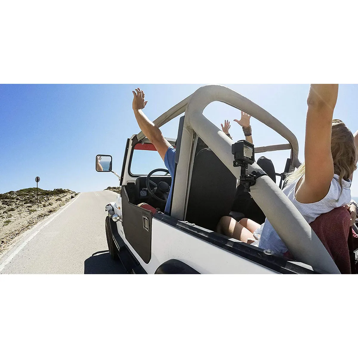 GoPro Large Tube Mount lifestyle shot showing camera mounted on an off-road buggy roll bar.