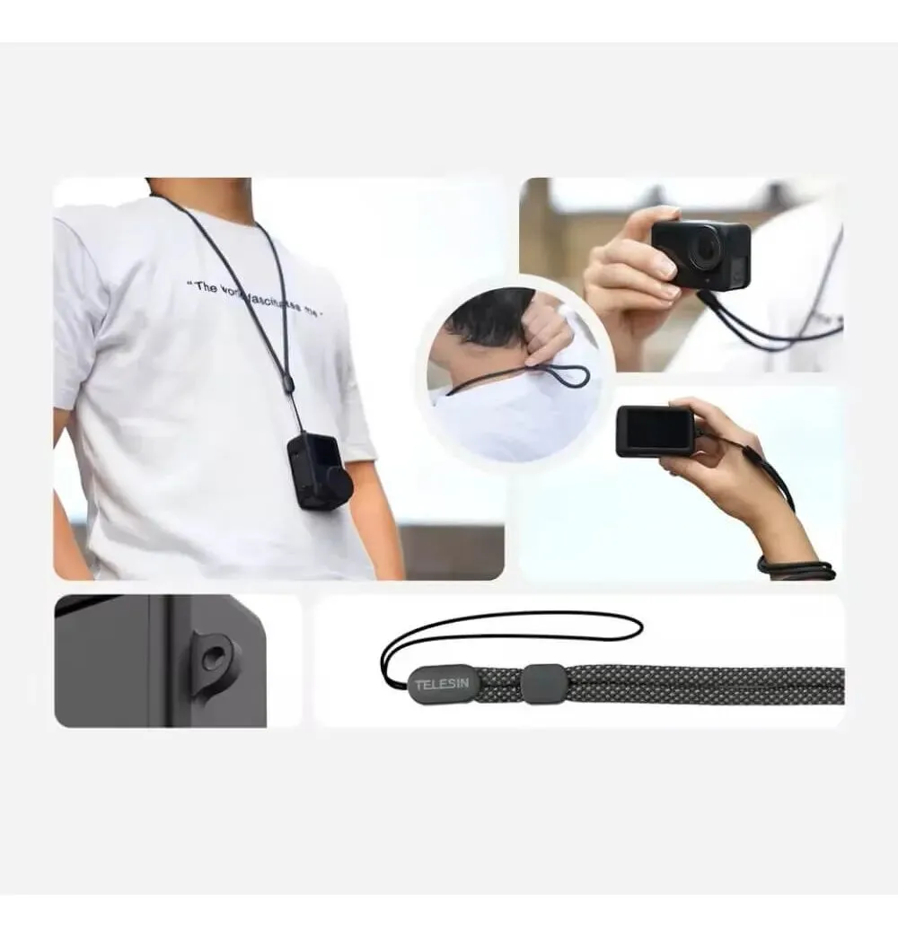 TELESIN Silicone Cover for DJI Action3/Action4/Action5 Pro | with Lens Cover + Lanyard