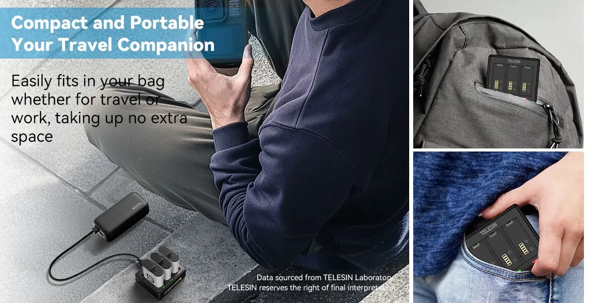 TELESIN 3-Slot USB Battery Charger for GoPro HERO13 Batteries