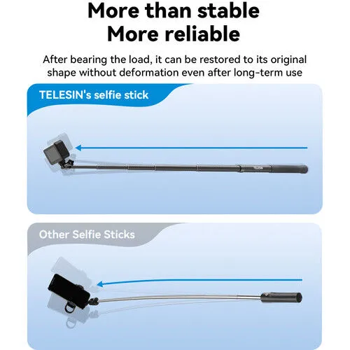TELESIN 1.2m Selfie Stick | Carbon Fibre Pole | 2nd Gen