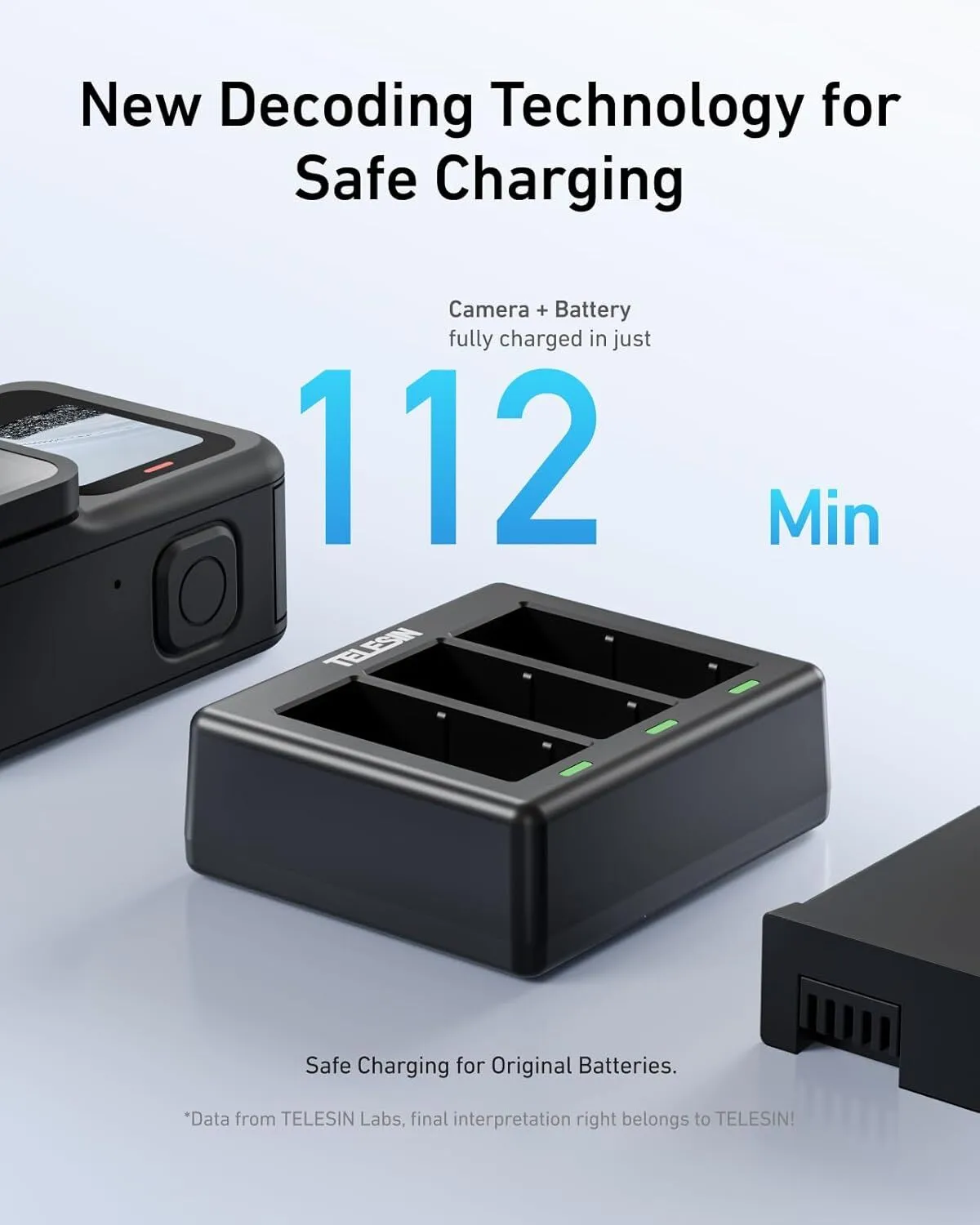 Telesin TRIPLE Slot USB Charger and 2 x Batteries KIT for GoPro HERO13