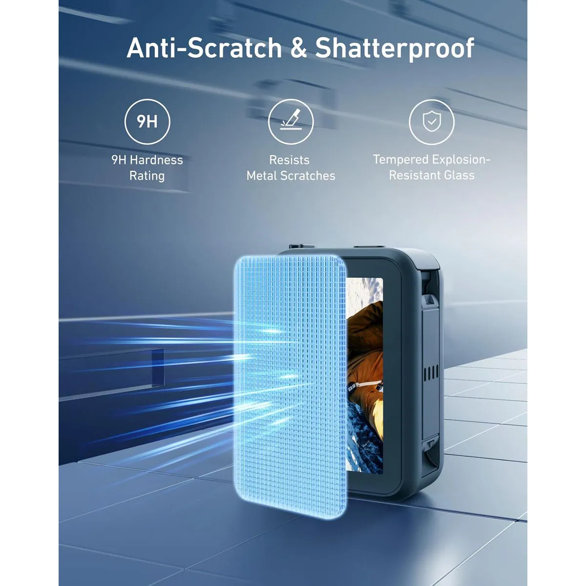 Anti-scratch 9H tempered glass TELESIN screen protector providing shatterproof defense for DJI Osmo Nano.