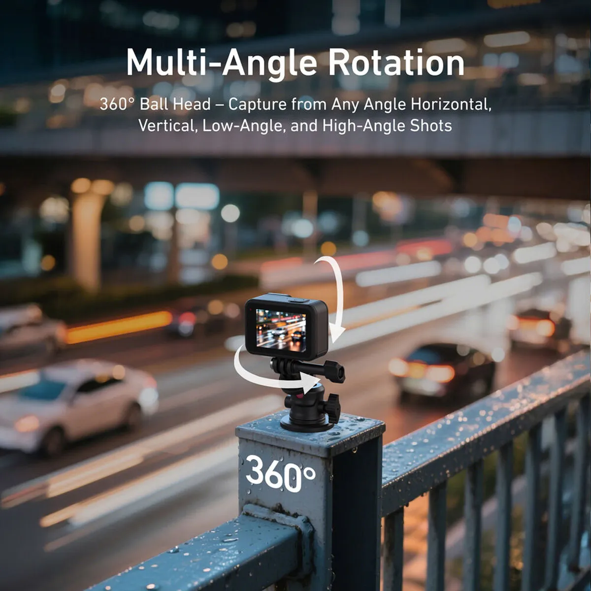 Versatile shooting outdoors on vehicles or indoors on metal appliances with the TELESIN magnetic ballhead camera mount.