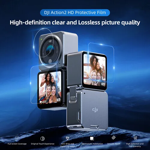 TELESIN Lens and Screen Protectors for DJI Action 2 | HD Film Sets (2-Pack)