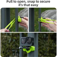 High-elasticity silicone strap being stretched to demonstrate durability and secure mounting strength for action cameras.