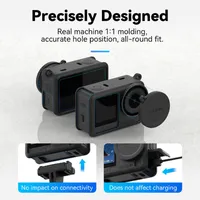 Precisely designed TELESIN silicone cover for DJI Osmo Action 6 with accurate cutouts for microphones and charging.