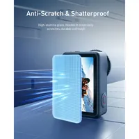 Infographic highlighting the premium high-alumina glass construction for scratch resistance.