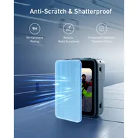 Anti-scratch and shatterproof 9H tempered glass screen protector defending the Insta360 GO Ultra from daily impacts.