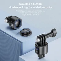 Dovetail and button double-locking system on the TELESIN quick release mount for secure reliable camera attachment.