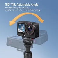 ULANZI OA27 showing the 180 degree tilt range with a DJI Osmo Action camera attached.