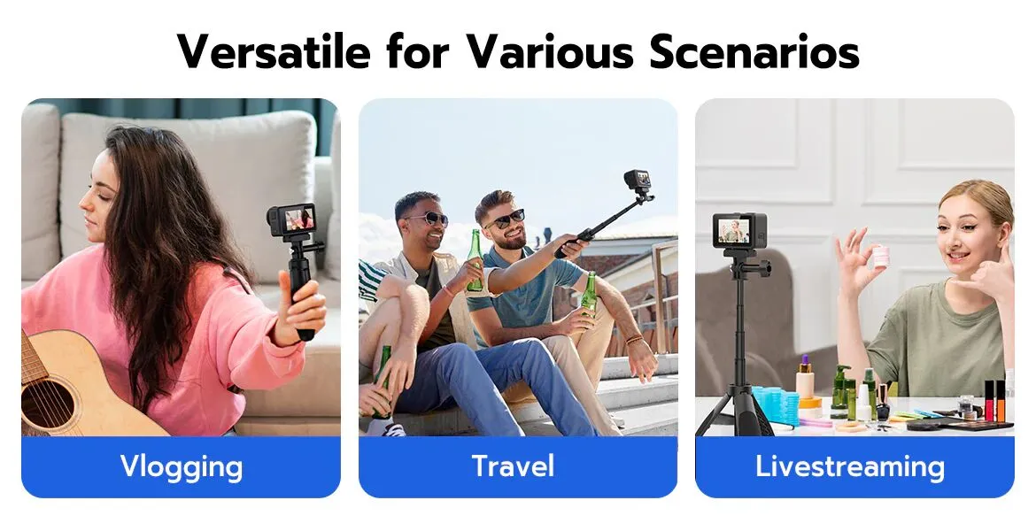 Telesin Mini Selfie Stick 2.0 | Mini Tripod Pole | for Action Cameras