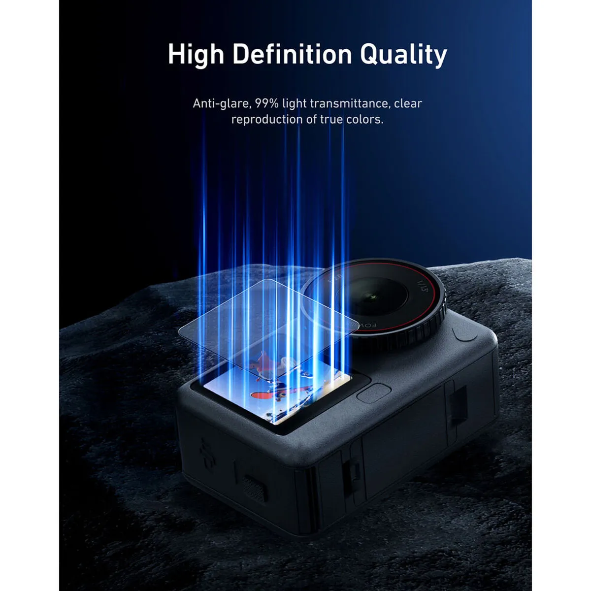 Graphic highlighting 99 percent light transmittance for true colour and HD clarity.