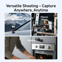 Versatile shooting outdoors on vehicles or indoors on metal appliances with the TELESIN magnetic ballhead camera mount.