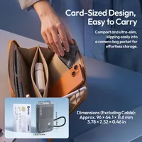 The ULANZI CC02 case beside a bank card for scale, with dimensions of 96 by 64.1 by 11.6 millimetres.