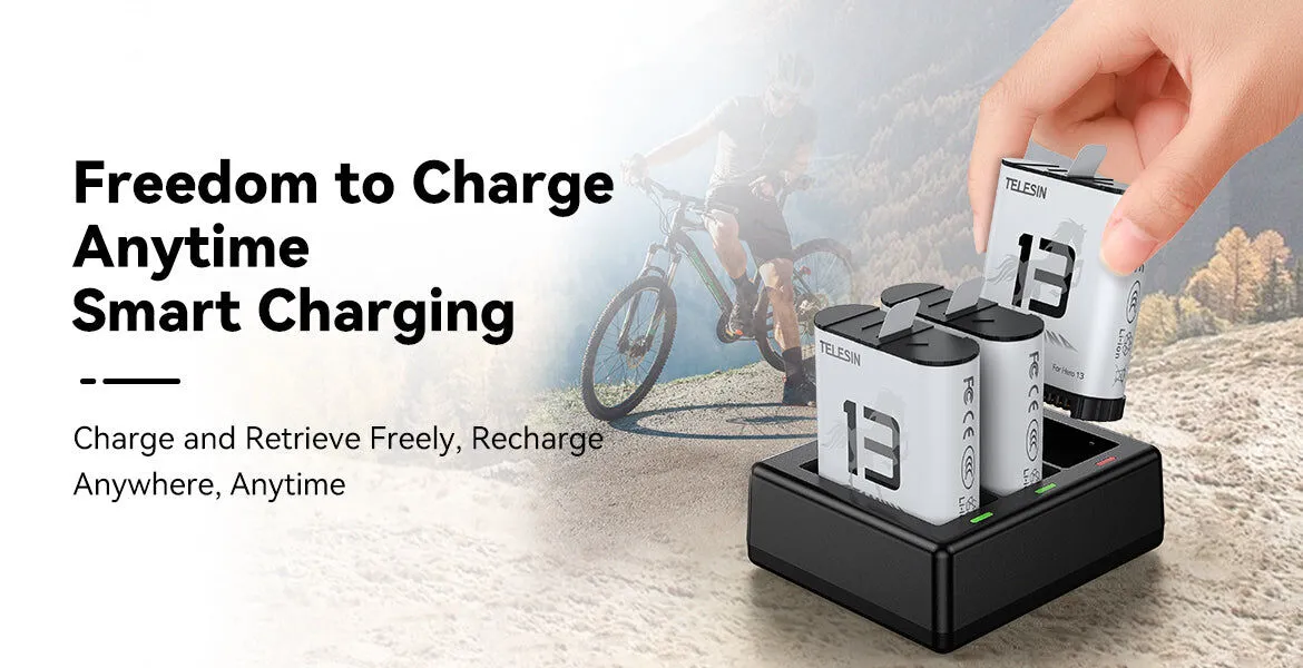 TELESIN 3-Slot USB Battery Charger for GoPro HERO13 Batteries