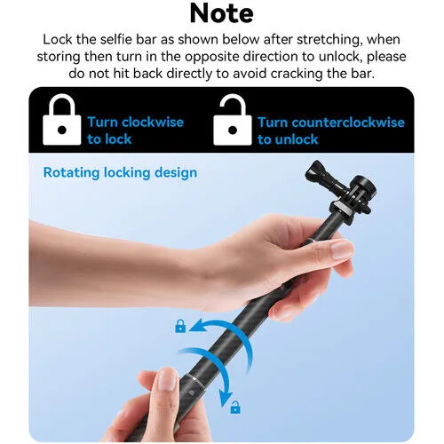 TELESIN 1.2m Selfie Stick | Carbon Fibre Pole | 2nd Gen