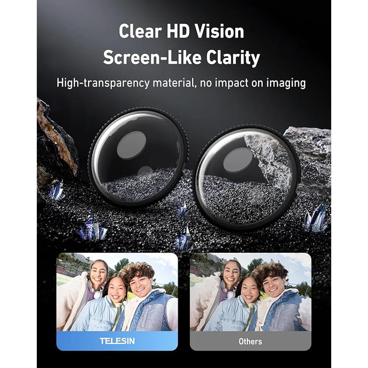 High transparency material providing clear HD vision and original image clarity for Insta360 X5 5.7K video.
