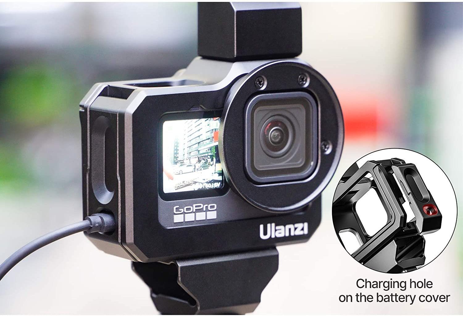 ULANZI G9-5 Housing Case for Gopro Hero 12 11 10 9, Aluminum Video Cage  with 2 Cold Shoe Mount for Mic and Led Light, Protective Frame with 52mm