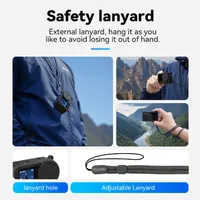 Adjustable safety lanyard included with the TELESIN DJI Osmo Action 6 silicone case for secure hands-free carrying.