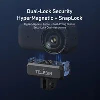 TELESIN magnetic quick release mount showing the HyperMagnetic and dual snap-lock system for DJI Osmo Nano.