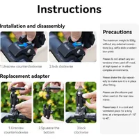 Step-by-step instructions for installation, disassembly, and changing camera adapters on the TELESIN universal clamp.