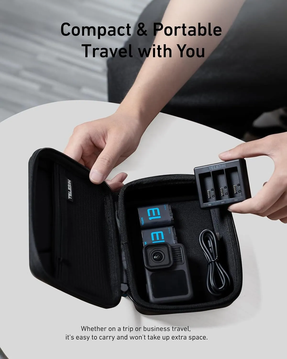 Telesin TRIPLE Slot USB Charger and 2 x Batteries KIT for GoPro HERO13