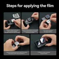 Step-by-step installation guide for applying TELESIN screen protectors to the Insta360 ACE.