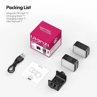 Everything in the ULANZI LM06 box: two fill lights, the charging bracket, a USB cable and the manual.