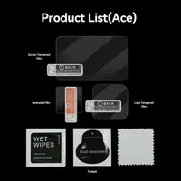 Product list for Insta360 ACE set including lens and screen glass, wipes, and cleaning cloth.